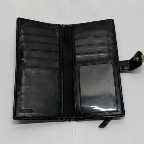 Coach Vintage Signature Snap Front Wallet Black Gray Canvas Leather Cardholder - Picture 14 of 15